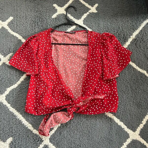 Polka Dot Tie Wrap Top